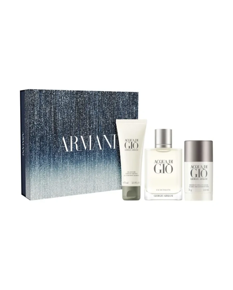 1 - Cofanetto Acqua Di Giò Eau de Toilette 100ml con Gel Doccia 75ml e Deodorante Stick 75ml