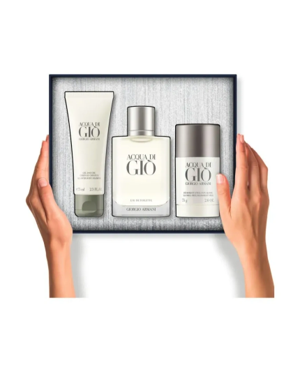 3 - Cofanetto Acqua Di Giò Eau de Toilette 100ml con Gel Doccia 75ml e Deodorante Stick 75ml