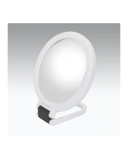 1 - Specchio Bifacciale14cm Con Manico Pieghevole Ingrandimento x3 Colore Bianco