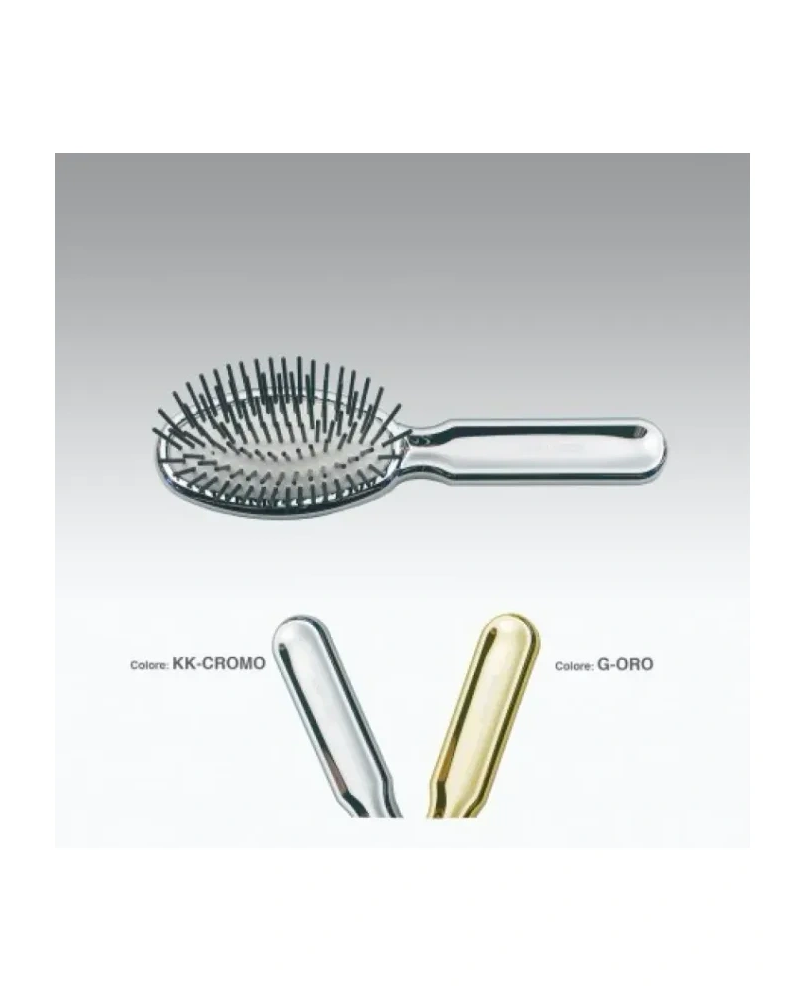 1 - Spazzola Pneumatica Ovale Piccola Con Picchi Cilindrici In Plastica Colore Oro